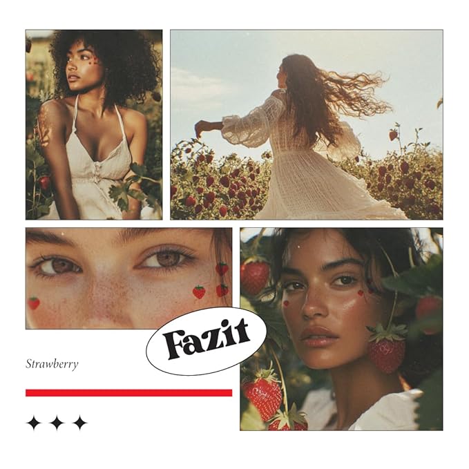 Fazit Makeup Patches - Face Makeup Patches - Beauty Face Makeup - Strawberry Speckles - Waterproof Strawberry Speckles - Temporary Face Strawberry Speckles For Women - 6 count