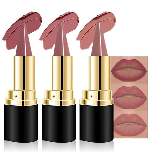Kaely 3Pcs Gradient Matte Lipstick Lip Liner Pencil Set for Women, 2in1 Flawless Contour Gradual Ombre Effect Lip Pencil Makeup Waterproof, labiales mate 24 horas originales, 05+16+17