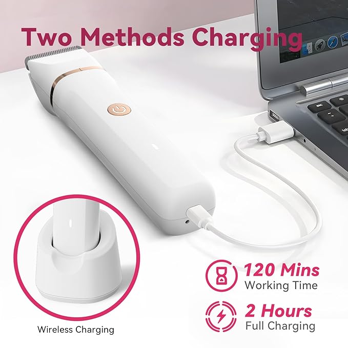 Electric Bikini Trimmer for Women - 4 in 1 Electric Razors for Women, Waterproof Pubic Hair Trimmers and Facial Hair Remover, Replaceable Shaver & Nose Hair Trimmer, Rechargeable Women's Grooming Kit