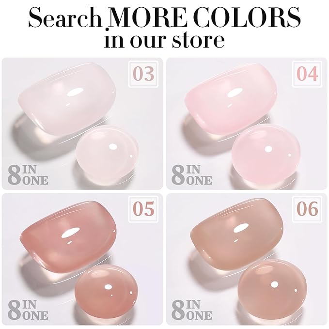 Double Rhythm Clear Gel Nail Polish 15ml Nail Strengthener in a Bottle Nail Extension Hard Gel Soak Off Long Lasting UV Gel (Skin Nude 8 in 1-5)
