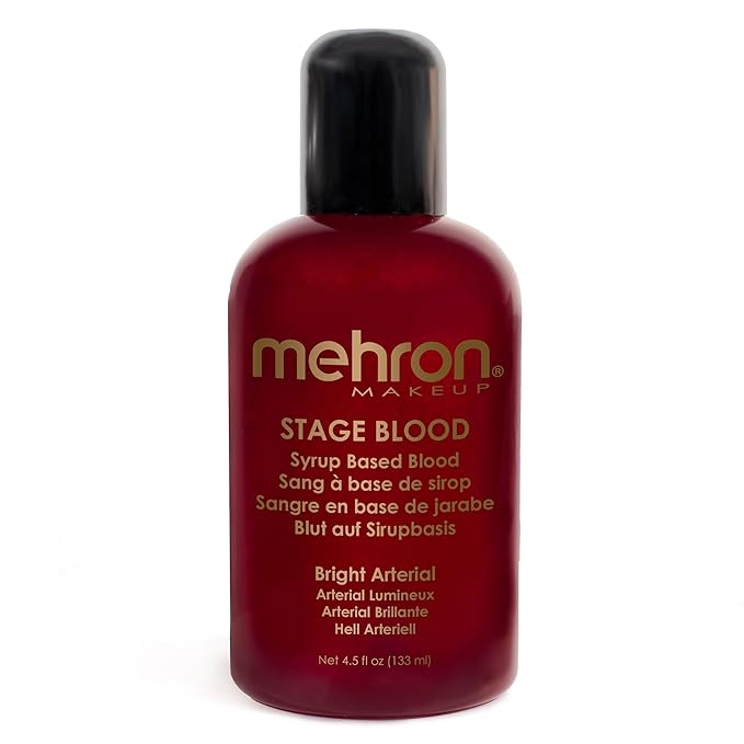 Mehron Makeup Stage Blood | Realistic For Halloween | Washable Fake Blood for Special FX, Stage & Screen, Halloween, & Cosplay (4.5 oz) (Bright Arterial)