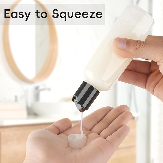 TUZAZO 10 Pack 3.4 oz Clear Travel Bottles for Toiletries TSA Approved Leakproof Travel Size Containers Empty Small Plastic Shampoo Lotion Bottles with Labels