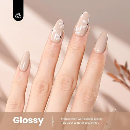 Beetles Nude Gel Polish, 1Pcs 15ml Neutral Nude Gel Polish Brown Beige Tan Nail Polish Cozy Vibes, Soak Off Uv LED Polish Manicure Salon DIY Home Nail Art Colorful Bottle