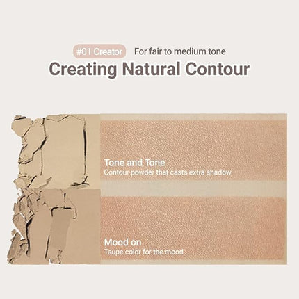 ETUDE Contour Powder - Creator | Bronzer And Contour Palette To Effortlessly Define The Face Like A Selfie | Smooth, Velety Texture | Natural Look, brown, Korean Makeup, Kbeauty, Perfect for Gift