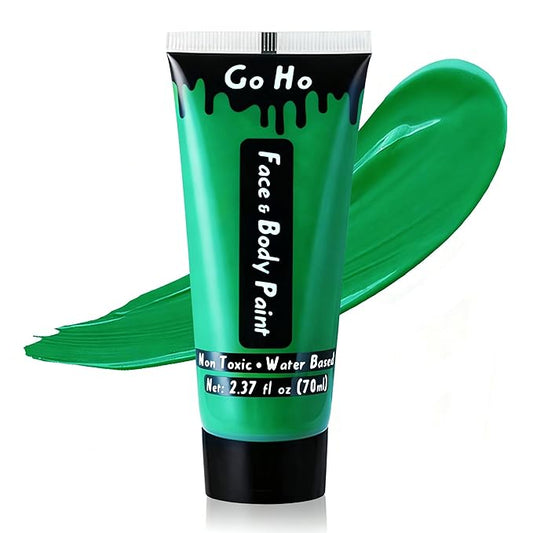 Go Ho Green Face Body Paint Washable (2.37oz/pc),Cream Green Face Paint,Full-coverage Body Paint for Halloween Costumes Camouflage Hunting Witch Gamora Hulk Cosplay Makeup