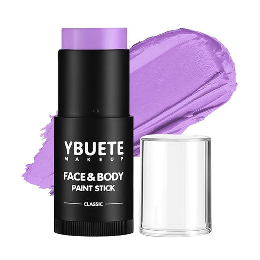 Light Purple Face Body Painting Stick, Full-coverage Cream Lavender Purple Face Paint for Halloween SFX Makeup Ursula Costume Party, Washable Bright Eye Stick Art for Adult Festival Carnival