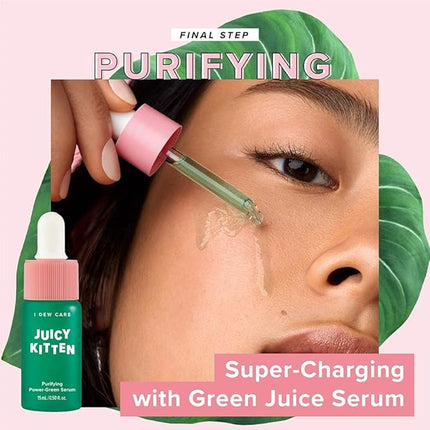 I DEW CARE Blemish Heartleaf Skincare Set - Kitten My Balance On | Foam Cleanser & Wash-off Mask & Serum, Gentle Skincare, Soothe & Balance, Stocking Stuffers, Gift For Girls, Teen Girls Skin Care Kit