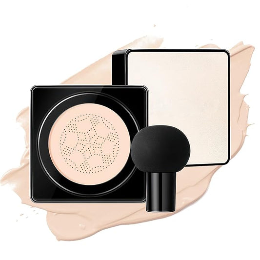 Air Cushion CC Cream - Long-Lasting Brightening Mushroom Head BB Cream Foundation for Face Makeup, Moisturizing Full Coverage Self Adjusting Concealer for Even Skin Tone (Ivory, 1 PCS)