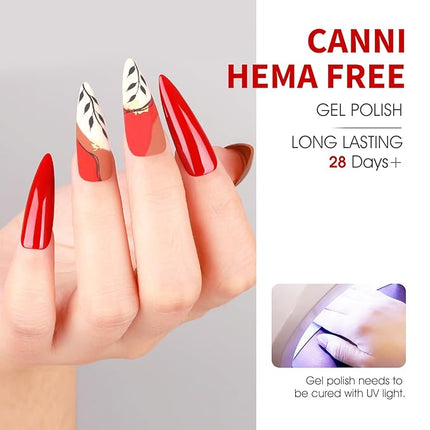 CANNI Gel Nail Polish Set – 6 Classic Colors (Black, White, Red, Pink, Mauve, Berry), 9ML Soak Off UV LED HEMA-Free Gel for Long-Lasting DIY or Salon Nail Art