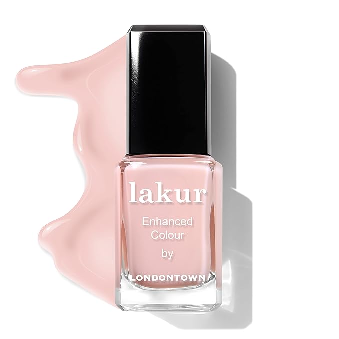 LONDONTOWN lakur Nail Polish - Chip-Resistant, Non-Toxic, Conditions & Hydrates Nails | Glossy Soft Sheer Pink, Invisible Crown, .40 fl oz