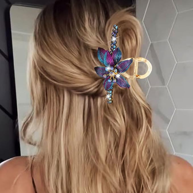 CAKURE Flower Claw Clip Sparkly Hair Claw Clip Fancy Hair Accessoreis for Women