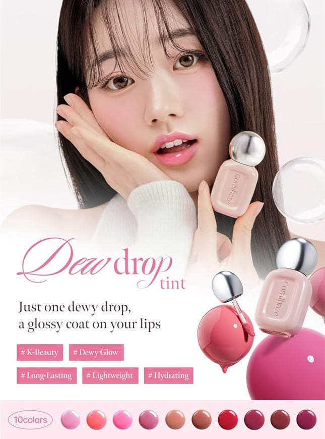 Dew Drop Tint #209 Crush 4.5g, Hydrating, Glossy, Lightweight Lip Stain with High-shine, Long Lasting Color with Moisturizing Lip Oil, Dewy Finish, Korean Beauty Makeup