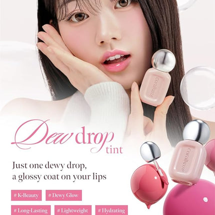 Dew Drop Tint #206 Toffee 4.5g, Glossy, Lightweight Lip Stain, Glass-Like, High Shine, Moisturizing Lip Oil, Long Lasting Color, Hydrating Gloss, Dewy Finish, Korean Beauty Makeup