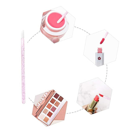 Elisel 100 Pcs Disposable Crystal Lip Brushes Make Up Lip Brushes Lipstick Lip Gloss Wands Eyeshadow Brushes Applicator Tool Makeup Beauty Tool Kits (Rose)