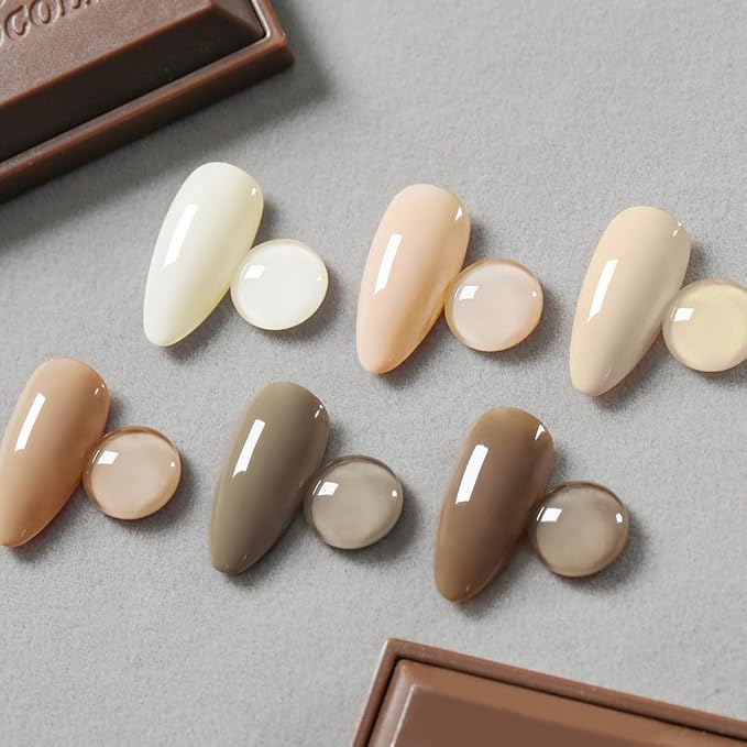 BORN PRETTY Nude Gel Nail Polish,Cream Beige White,Nude,Khaki,Brown,Chocolate Neutral Skin Tone Gel Polish Kit Soak Off Nail Art Manicure DIY Design Collection for Home and Salon