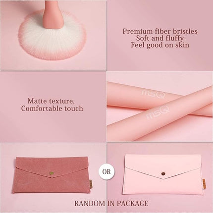 MSQ Make Up Brushes 8Pcs Makeup Brush Set Foundation Brush Blending Brush Eyeshadow Brushes Eye Brushes Set with Bag (Pink)