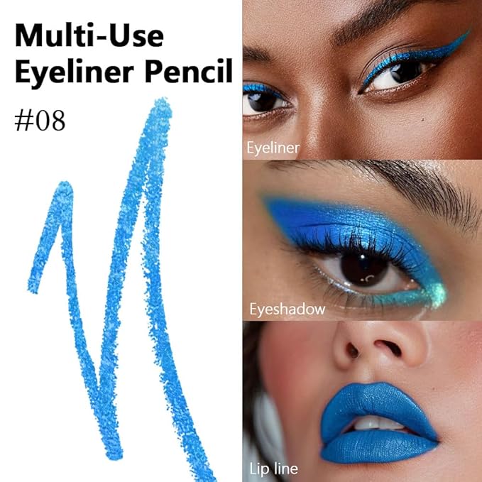 Kaely Gel Eyeliner Pencil for Women, Deep Sea Blue Eye Liner Waterproof Smudge Proof with Sharpener, Waterline Eye Makeup Liners, delineador de ojos contra el agua, Vegan & Cruelty-Free, 08