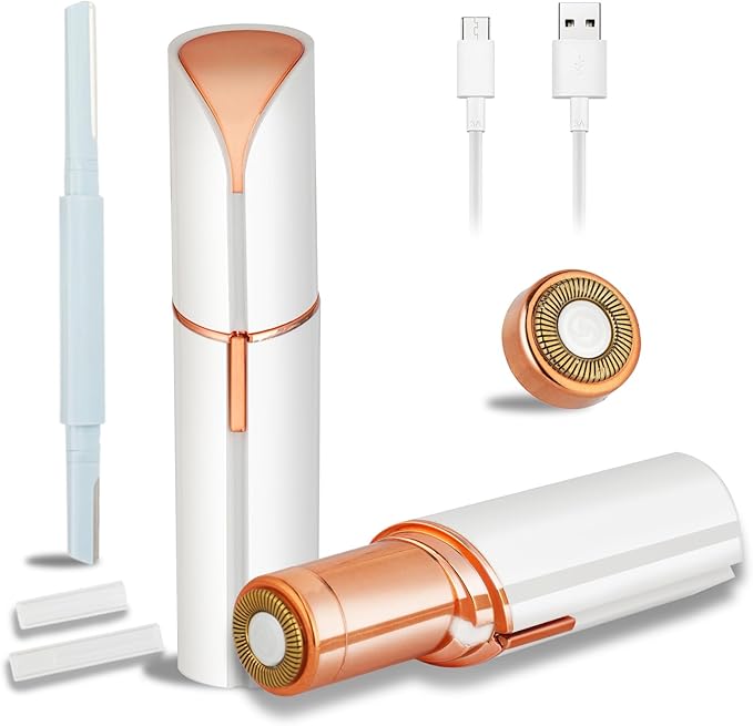 Facial Hair Removal for Women Men，Electric Painless Hair Removal Device Included 2 x Replacement Heads，USB Rechargeable Lady Womens Face Shaver with LED Light for Lip,Chin,Arms (Multicolor)