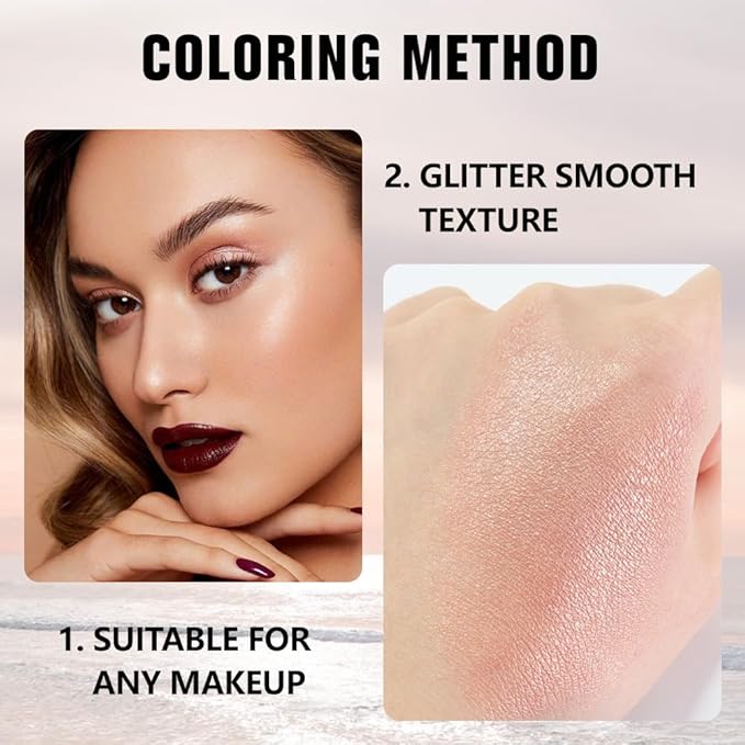 Champagne Gold Glitter Eyeshadow – Shimmer Eye Shadow, Daily Waterproof Long-Lasting Eyeshadow Powder Palette for Women Neutral Eye Makeup sombras para ojos (03)