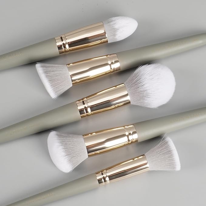 5pcs Face Makeup Brush Set - Ideal for Setting Powder, Blush & Contour - Fluffy Brushes Enhanced Powder Pickup for Smooth, Natural Application, A Collection Designed for Cheeks Make up (Grey)