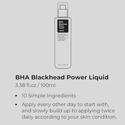 COSRX Niacinamide 2% + BHA 4% Blackhead Exfoliant Toner 3.38 fl.oz / 100ml, Korean Toner, Blackhead Remover, Pore Minimizer for Enlarged Pores, for All Skin Types, Korean Skin Care