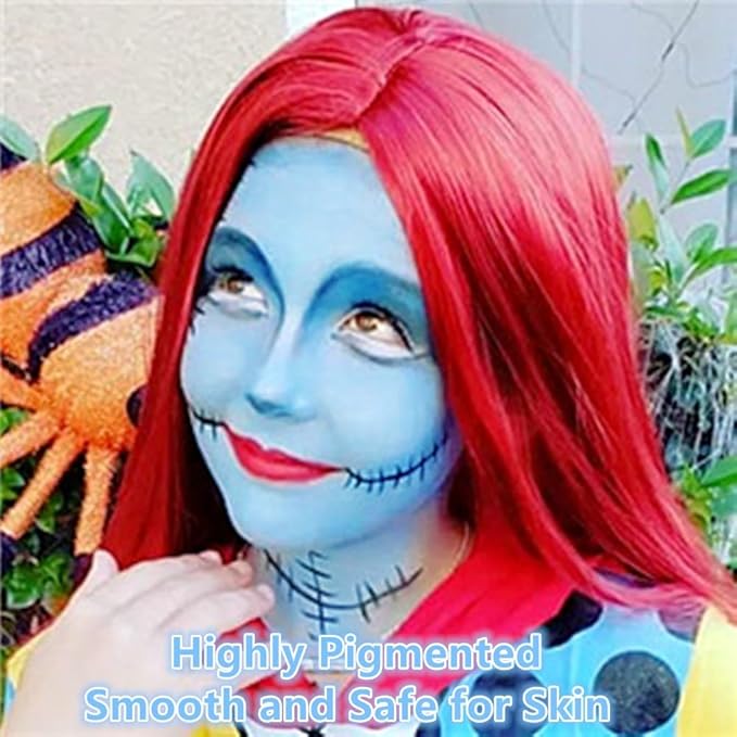 Go Ho Light Blue Face Paint,Waterproof Oil Based Cream Pale Blue Face Body Paint Stick for Halloween Cosplay SFX Ghost Bride Costume Sally Makeup