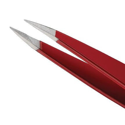 Tweezerman Stainless Steel Point Tweezer - Eyebrow Precision Tweezers, Facial and Ingrown Hair Removal (Signature Red)