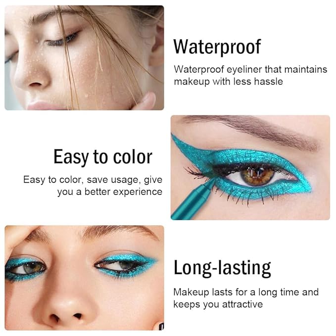 Kaely Gel Eyeliner Pencil for Women, Blue Green Eye Liner Waterproof Smudge Proof with Sharpener, Waterline Eye Makeup Liners, delineador de ojos contra el agua, Vegan & Cruelty-Free, 15