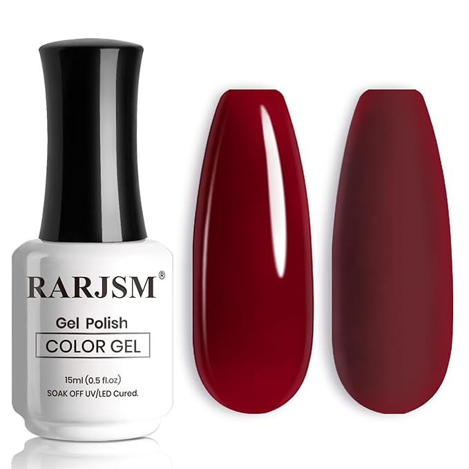 RARJSM Nude Dark Red Gel Nail Polish Cherry Wine Red Burgundy Neutral Skin Tone Sheer Jelly Gel Polish 15ml Single Bottle Transparent Nail Gel Polish Soak off UV LED Cured for Home Salon DIY Manicure
