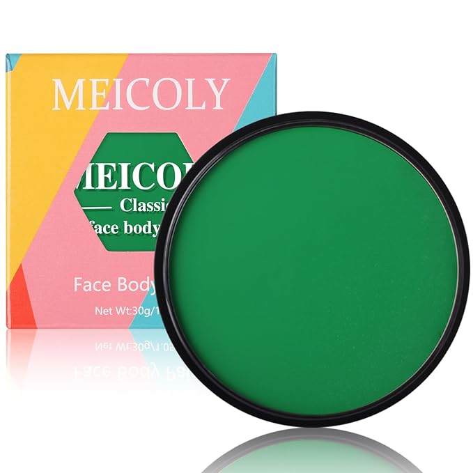 MEICOLY Green Face Body Paint,Washable St Patricks Day Face Paint Accessories,Green Makeup Face Painting for Adults and Kids,Hunting Hulk Gamora Face Paint,SFX Witch Cosplay Halloween Makeup