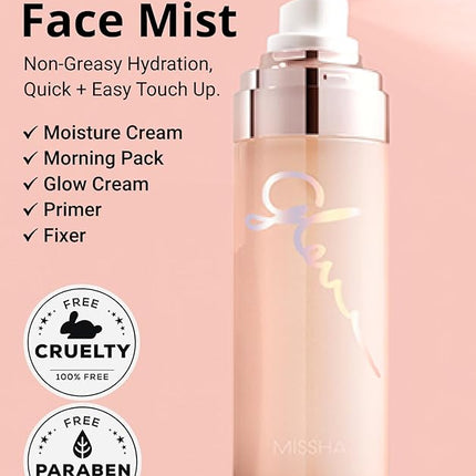 MISSHA Glow Skin Balm To Go Mist, 4-in-1 Hydrating, Refreshing, Makeup-Enhancing, Portable Dewy Glow Spray