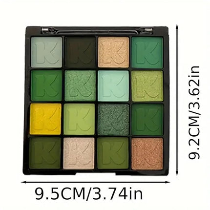 K'APEINE Green Eyeshadow Palette, Matte Glitter Eye Shadow Palette Pigmented Eye Makeup Palette 16 Colors Goth Eyeshade Kit for Rave Parties, Music Festival, Performance, Costume and Halloween