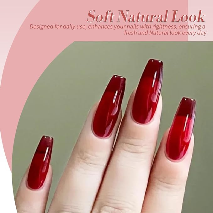 Born Pretty Jelly Burgundy Gel Nail Polish Fall Winter Blood Wine Red Nude Pink Gel Polish Sheer Transparent Halloween Gel Polish Kit Wild Rose for Salon Manicure and Nail Art DIY at Home 6Colors