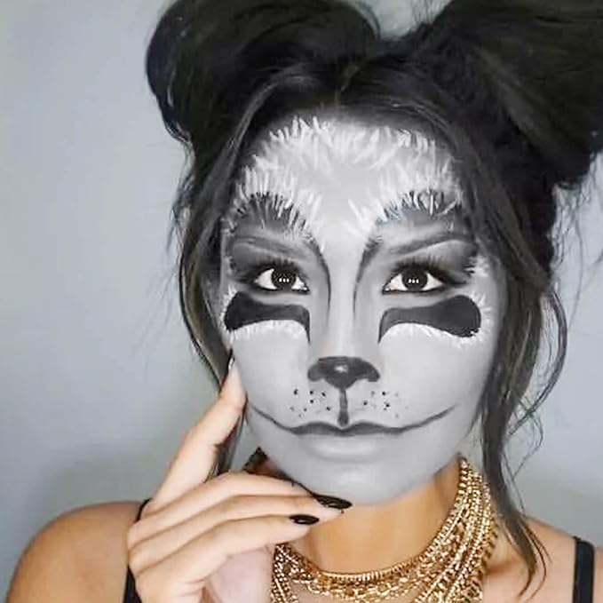 MEICOLY Light Grey Cream Face Body Paint,2.37Oz Large Tube Face Paint Zombie Makeup for Adults and Kids,Professional Face Painting for Halloween SFX Grayscale Homestuck Cosplay Makeup