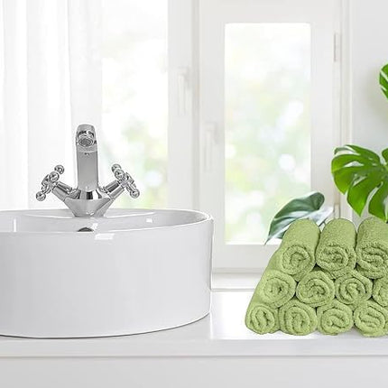 Softolle 100% Cotton Washcloths 60 Pack (12x12 Inches) Soft, Highly Absorbent Washcloth, Face Towels, Wash Cloths for Face, Ring Spun, Bulk Pack (Sage Green)