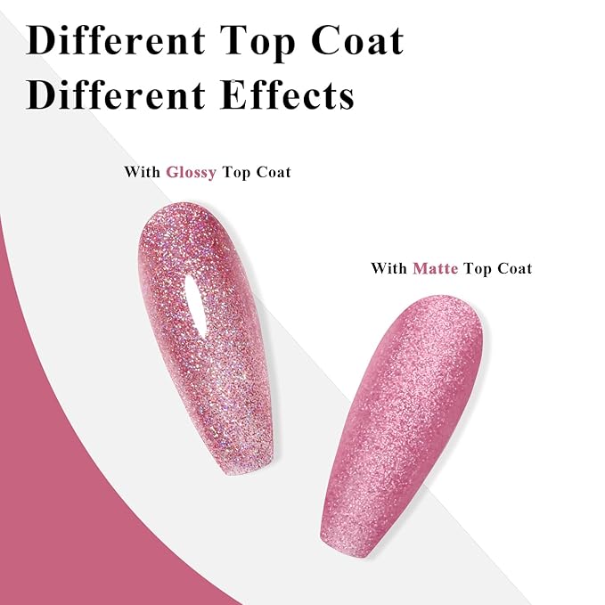 Imtiti Rose Gold Iridescent Glitter Gel Polish - Soak Off LED U V Shimmer Sparkle Nail Gel Polish DIY Nail Art Starter Kit for Women Girls 10ML