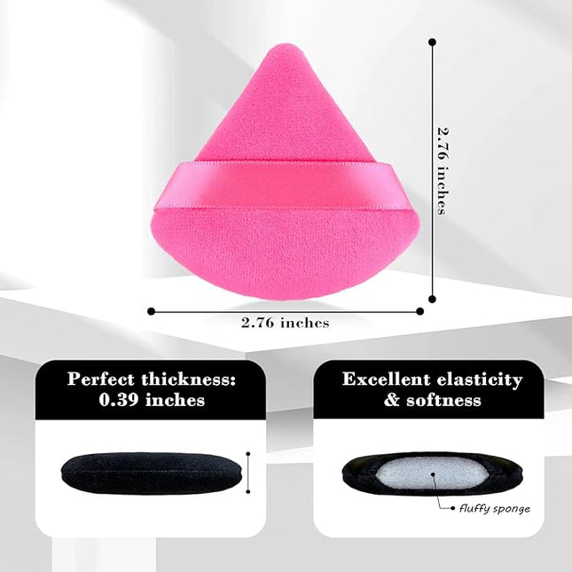 8pcs Triangular Powder Puff Face Soft Velvet Makeup Puff for Loose Powder Body Powder Makeup Sponge for Contouring Wet Dry Foundation Blender Sponge Beauty Makeup Tool.(Black&Rose Red)