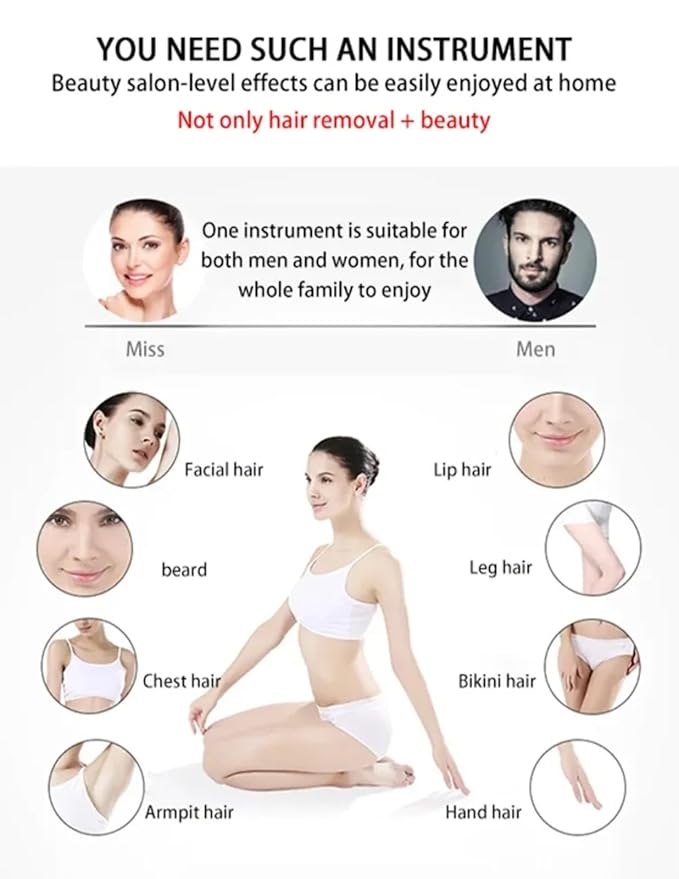 2 IN 1 Fast Effective Hair Removal Machine with Ice Handle, Professional Salon Beauty Device Melainin Pigment Speckle Removal Skin Whitening Tools