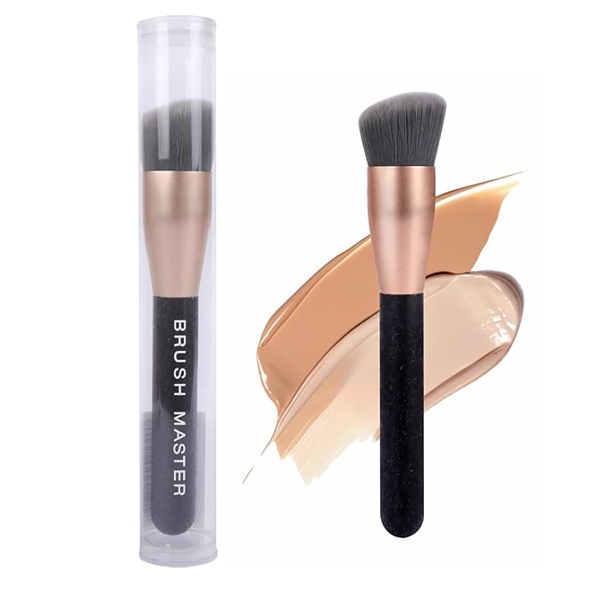 Ecofriendly Foundation Brush for Liquid Makeup Professional Angled Flat Top Kabuki Brush, Premium Quality Makeup Brush, Vegan & Cruelty-Free