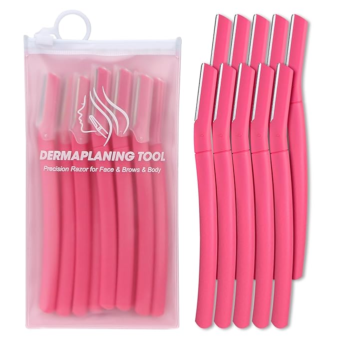 Face Razors for Women, Dermaplane Razor for Women Face, Eyebrow Razor, Dermaplaning Tool, Gentle Skin Exfoliation Microblades for Sensitive Skin, Peach Fuzz Remover