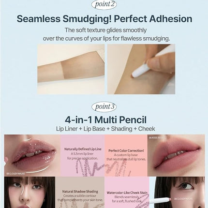 Heart Percent Dote On Mood Lip Liner Pencil, Long-Lasting Creamy Lip Crayon Smooth Lipliner Retractable Lipstick Overlip Line Color 0.8g, #10. Clean Beige