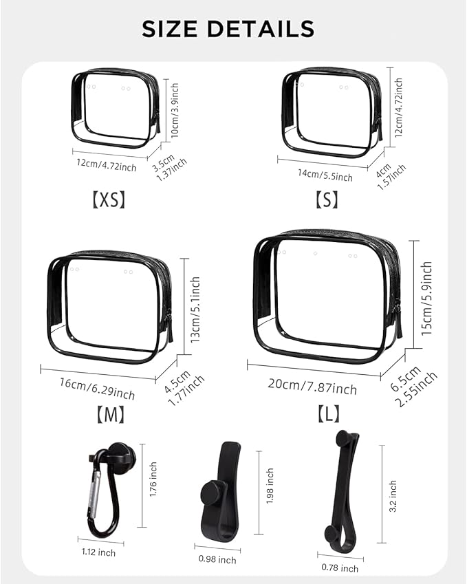 4 Pack Clear Bogg Beach Makup Bag Accessories with 3 Pack Insert Hooks for Bogg Bags, Clear Bogg Makeup Pouches Phone Holder for Bogg Bags Divider Storage Inner Compatible Pouch Travel Cosmetic Bag