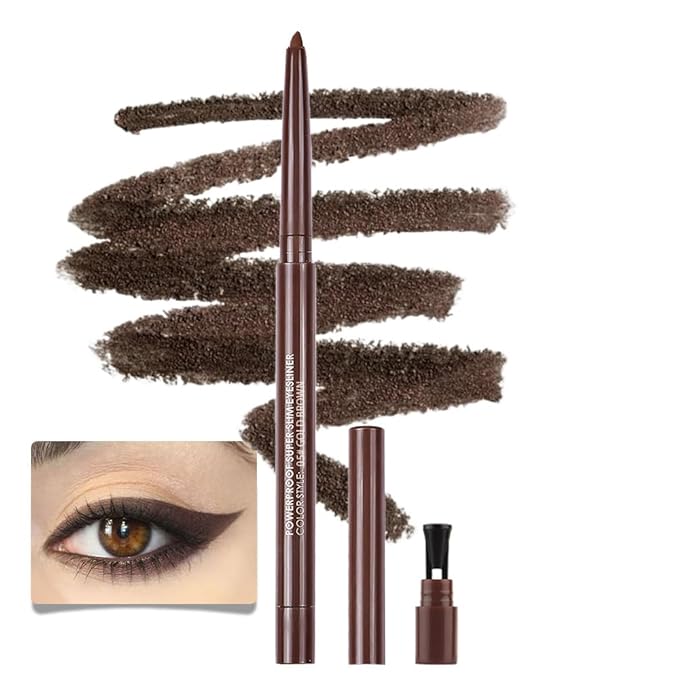 Kaely Gold Brown Gel Eyeliner,Smooth Eye Liner Waterproof Smudge Proof,Multi-Use Pencil Eyeliner,Built in Sharpener,Longwearing Eye Makeup,Vegan,delineador de ojos contra el agua,05