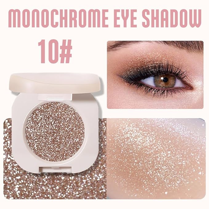 Glitter Eyeshadow Palette,Shimmer Smoky Brown Eyeshadow Makeup,Smokyd Shiny Pressed Powder,Single Vegan Eyeshadow,Highly Pigmented Natural Eyeshadow Palette,Monochrome Long Lasting Glitter Eye Make 10