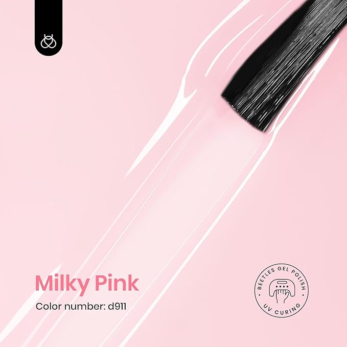 Beetles Milky Pink Gel Nail Polish, 15ml Nude Pink Jelly Neutral Color Polish Set Translucent Sheer Gel Nail Concealer Soak Off Uv LED Nail Lamp French Nail Art Gifts for Her Women