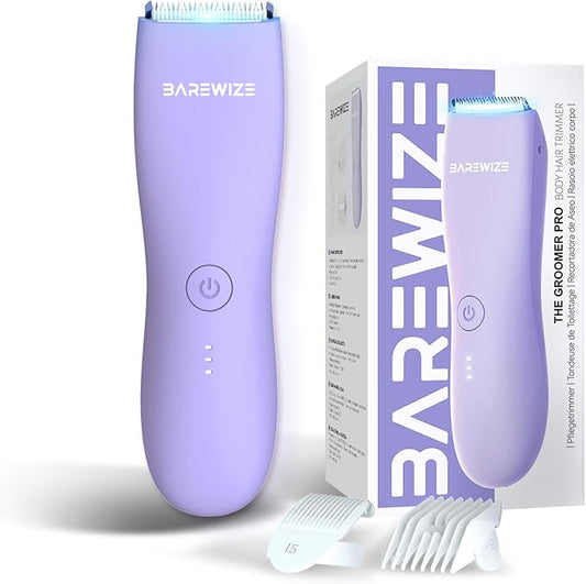 Bikini Trimmer for Women, Pubic Hair Trimmer, Waterproof, USB-C Rechargeable, LED Light, Replaceable Blade, Electric Razors for Women, Electric Lady Shaver (Iris)