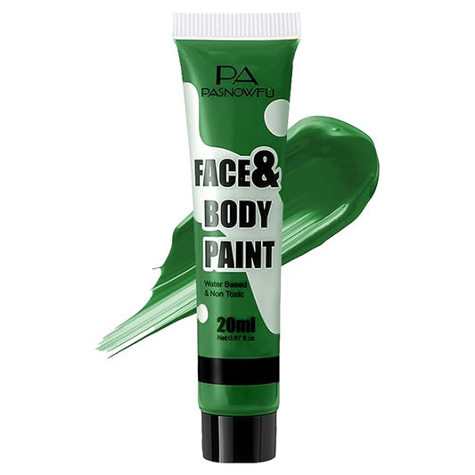 Green Face Paint - Professional Water-Based Non-Toxic Body Painting for Witch Frankenstein's Monster Halloween SFX Cosplay, Highly Pigmented Washable paint for Costume Party Stage Performance
