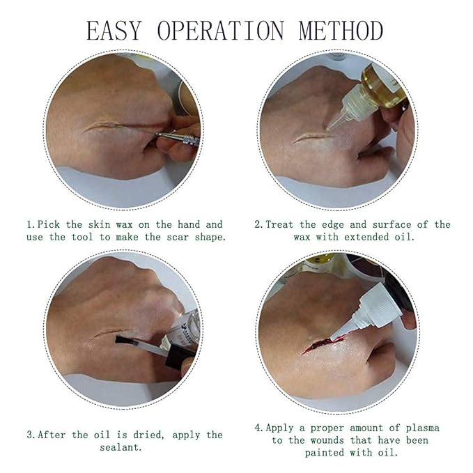 Mysense Scar Wax Kit SFX Make Up Special Effects Fake Molding Wound Skin Wax Body Paint Halloween Set Fake Nose Stage Zombie Cosplay Costume SFX Makeup with Spatula,1.4Oz(40g)