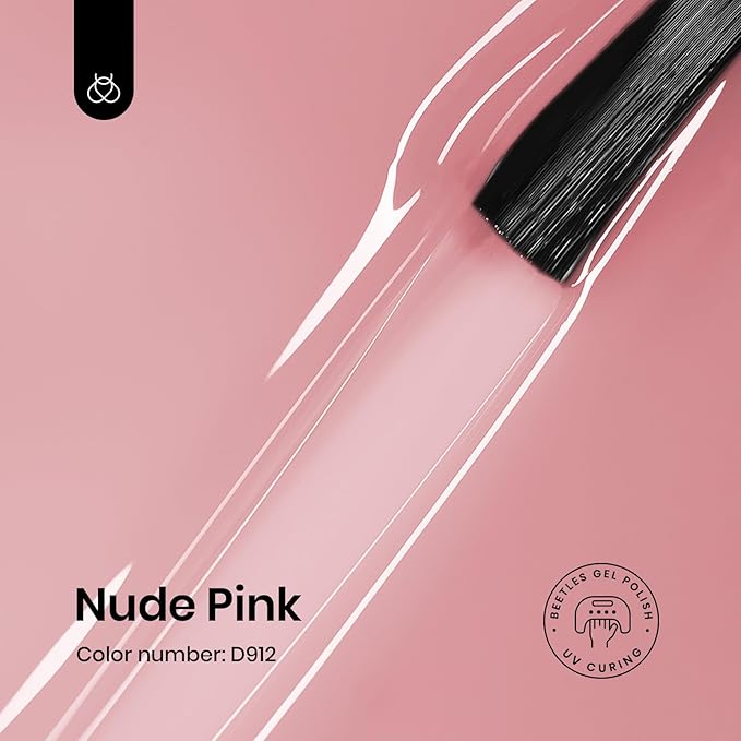 Beetles Nude Pink Gel Nail Polish, 15ml Neutral Sheer Pink Jelly Gel Polish Translucent Effect Nail Concealer Spring Summer Color Soak off UV French Nail Art Design DIY Manicure Gift for Women