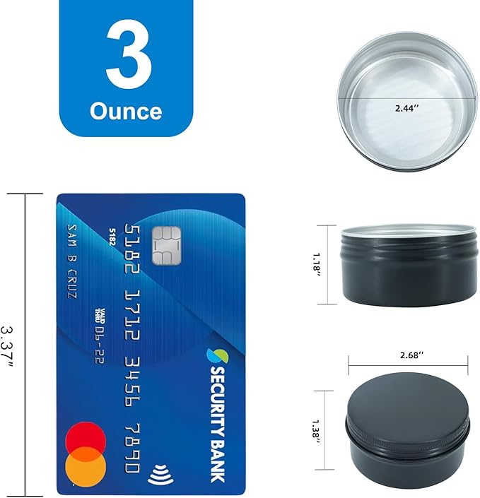 3oz Tins 20 Pack Aluminum Tin Can Metal Tin Container Round Travel Tin Jars 3 oz Tins with Lids for Candle,Creams,Spice